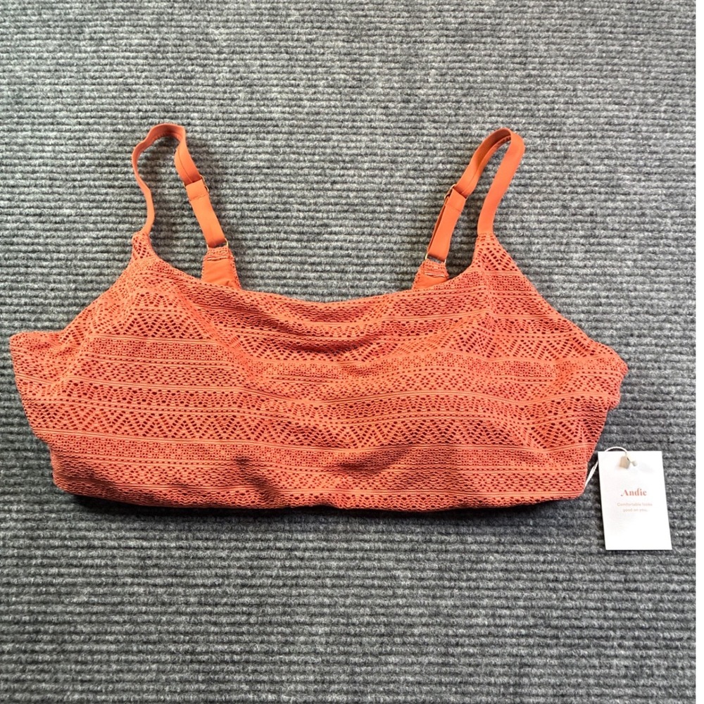 Andie Swim Maui Top Cedar Burnt Orange Pointelle Bikini XXXL Boho AT288-CEDR